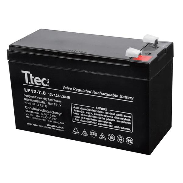 T.Tec Plus 12V 7,2Ah Bakımsız Kuru Akü